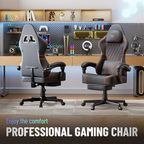 Leather Ergonomic Gaming Chair with Footrest and Linkage Armrest — Smart Chairs, Ferghana
