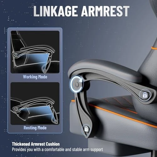 Leather Ergonomic Gaming Chair with Footrest and Linkage Armrest — Smart Chairs, Ferghana