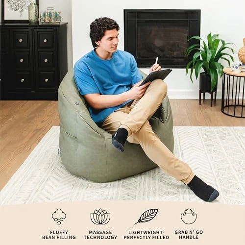 Milano w/ Vibe Vibrating Massage Bean Bag Chair — Massage Chairs, Big Joe