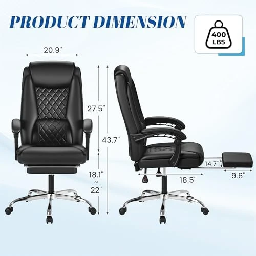 Office Chair with Footrest Ergonomic High Back Executive Computer Desk Chair — Smart Chairs, Furmax