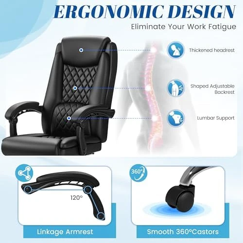 Office Chair with Footrest Ergonomic High Back Executive Computer Desk Chair — Smart Chairs, Furmax