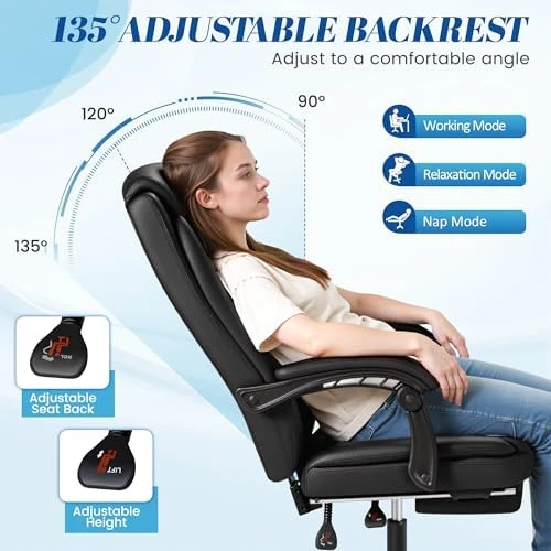 Office Chair with Footrest Ergonomic High Back Executive Computer Desk Chair — Smart Chairs, Furmax