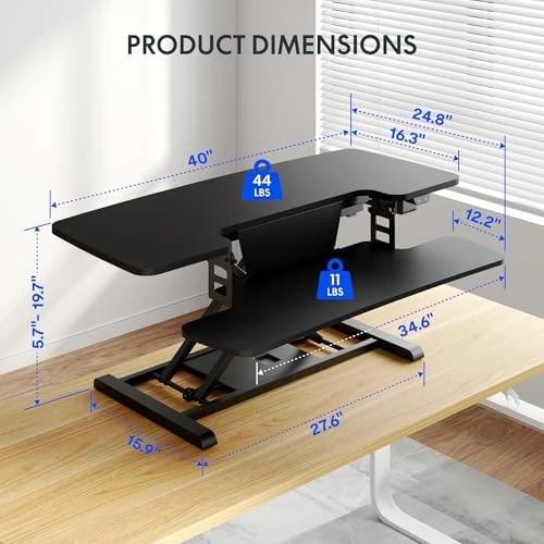 40" Electric Standing Desk Converter with Wide Keyboard Tray — Standing Desk, FLEXISPOT