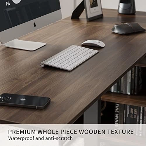 66 Inch L Shaped Standing Desk with Drawers & Shelves — Standing Desk, FEZIBO