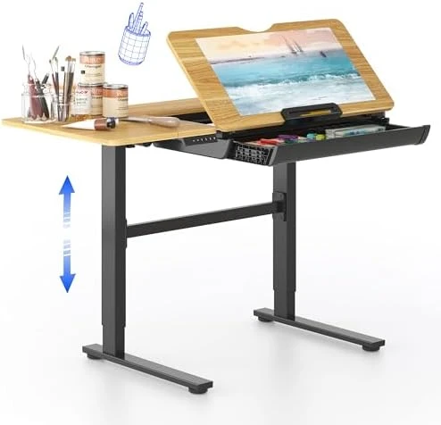 Electric Drafting Table Adjustable Height 47.2"x23.6" Standing Drawing Desk Extendable Top Craft Workstation with... — Standing Desk, FLEXISPOT