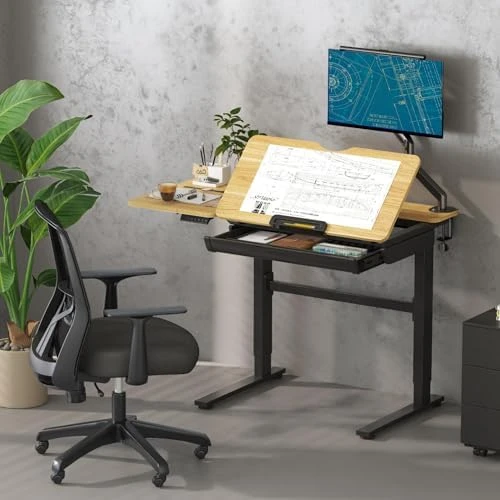 Electric Drafting Table Adjustable Height 47.2"x23.6" Standing Drawing Desk Extendable Top Craft Workstation with... — Standing Desk, FLEXISPOT