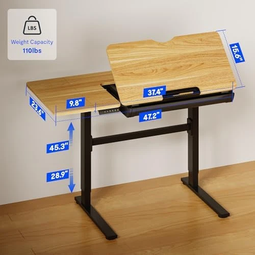 Electric Drafting Table Adjustable Height 47.2"x23.6" Standing Drawing Desk Extendable Top Craft Workstation with... — Standing Desk, FLEXISPOT