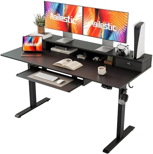 Height Adjustable Electric Standing Desk with 2 Drawers and Splice Board — Standing Desk, Agilestic