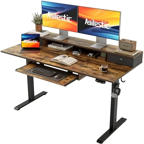 Height Adjustable Electric Standing Desk with 2 Drawers and Splice Board — Standing Desk, Agilestic