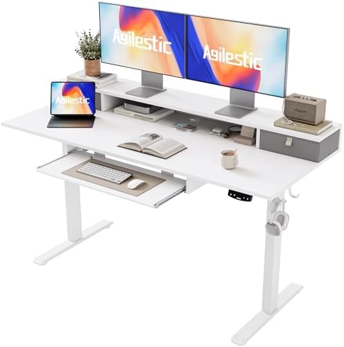 Height Adjustable Electric Standing Desk with 2 Drawers and Splice Board — Standing Desk, Agilestic