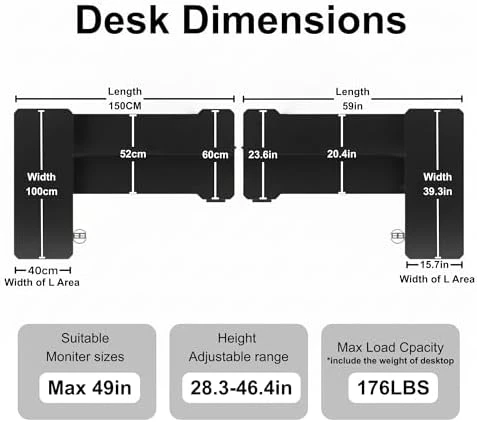 L-Shaped Electric Standing Desk with Hook & Cup Holder — Standing Desk, Acrolix