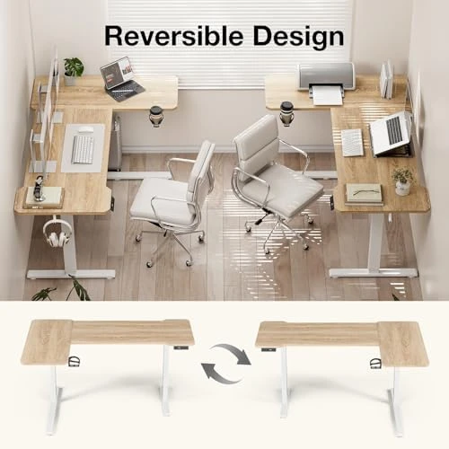 L-Shaped Electric Standing Desk with Hook & Cup Holder — Standing Desk, Acrolix