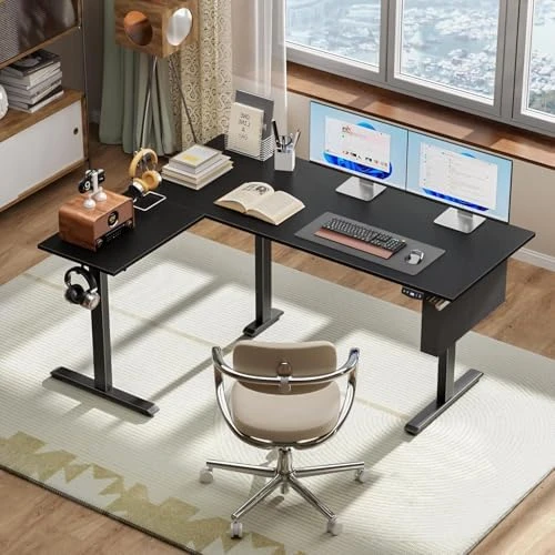 L Shaped Electric Standing Desk — Standing Desk, Korfile