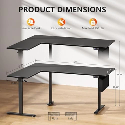 L Shaped Electric Standing Desk — Standing Desk, Korfile