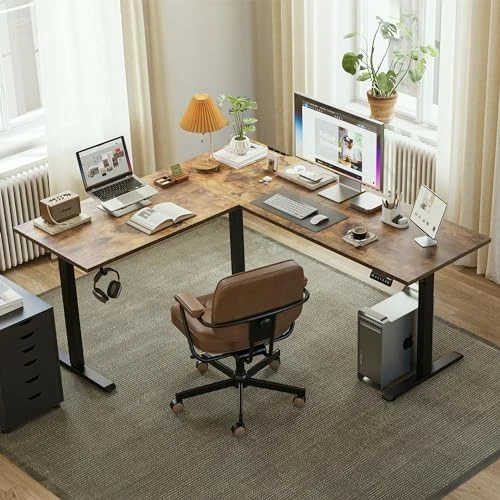 L Shaped Standing Desk 63 x 55 inch Adjustable Height, Electric Corner Standing Desk, Sit Stand Computer Table with... — Standing Desk, Agilestic