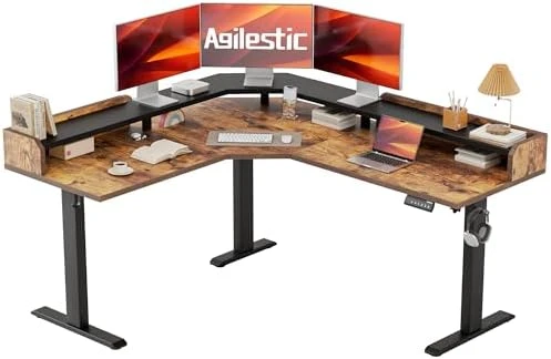 L Shaped Standing Desk 63 x 55 inch Adjustable Height, Electric Corner Standing Desk, Sit Stand Computer Table with... — Standing Desk, Agilestic