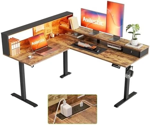 L Shaped Standing Desk 63 x 55 inch Adjustable Height, Electric Corner Standing Desk, Sit Stand Computer Table with... — Standing Desk, Agilestic