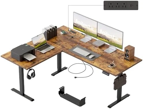 L Shaped Standing Desk 63 x 55 inch Adjustable Height, Electric Corner Standing Desk, Sit Stand Computer Table with... — Standing Desk, Agilestic