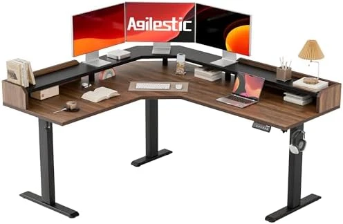 L Shaped Standing Desk 63 x 55 inch Adjustable Height, Electric Corner Standing Desk, Sit Stand Computer Table with... — Standing Desk, Agilestic