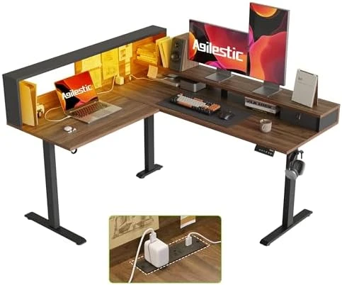 L Shaped Standing Desk 63 x 55 inch Adjustable Height, Electric Corner Standing Desk, Sit Stand Computer Table with... — Standing Desk, Agilestic