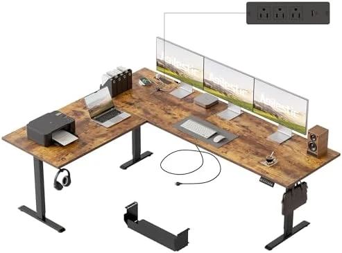 L Shaped Standing Desk 63 x 55 inch Adjustable Height, Electric Corner Standing Desk, Sit Stand Computer Table with... — Standing Desk, Agilestic