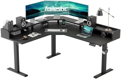 L Shaped Standing Desk 63 x 55 inch Adjustable Height, Electric Corner Standing Desk, Sit Stand Computer Table with... — Standing Desk, Agilestic