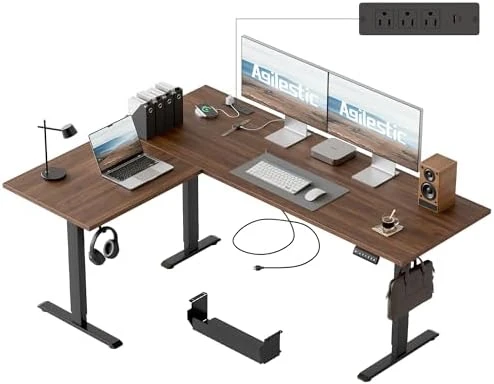 L Shaped Standing Desk 63 x 55 inch Adjustable Height, Electric Corner Standing Desk, Sit Stand Computer Table with... — Standing Desk, Agilestic