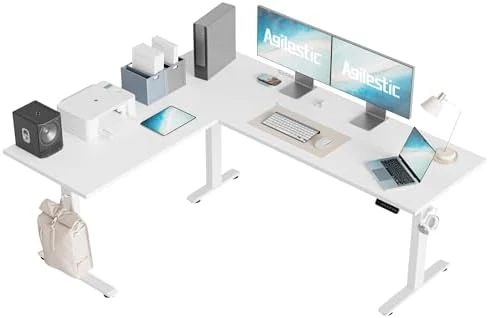 L Shaped Standing Desk 63 x 55 inch Adjustable Height, Electric Corner Standing Desk, Sit Stand Computer Table with... — Standing Desk, Agilestic