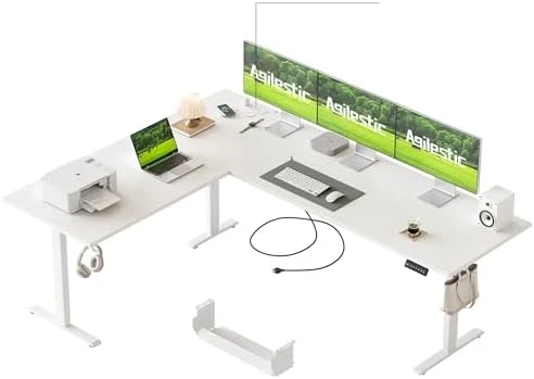 L Shaped Standing Desk 63 x 55 inch Adjustable Height, Electric Corner Standing Desk, Sit Stand Computer Table with... — Standing Desk, Agilestic