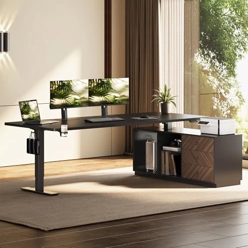 L-Shaped Standing Desk with Drawers — Standing Desk, FLEXISPOT
