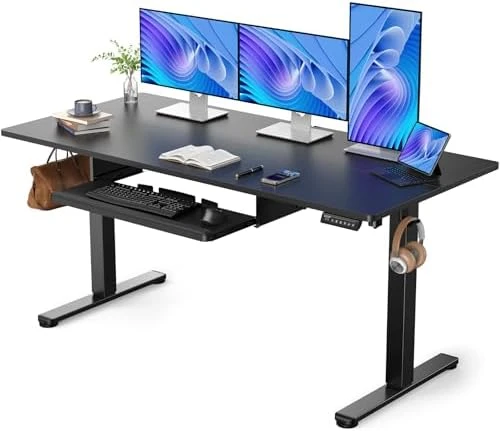 Large Electric Standing Desk with Keyboard Tray — Standing Desk, ErGear