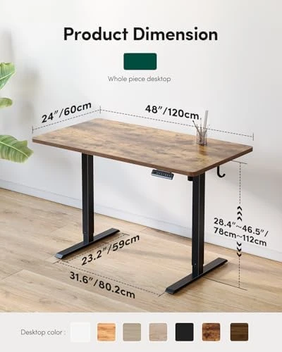 Large One-Piece Standing Desk with Electric Height Adjustment — Standing Desk, CubiCubi