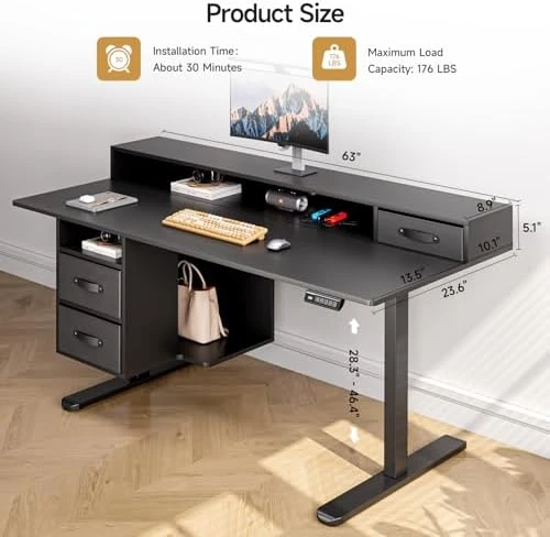 Standing Desk with Drawers — Standing Desk, ONBRILL