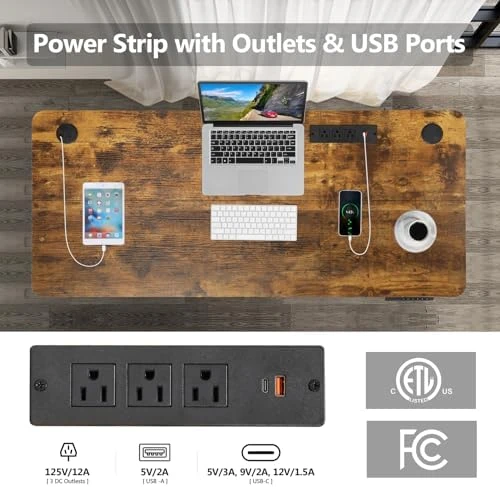 48 x 24 inch Electric Standing Desk with Charging Station — Standing Desk, farexon