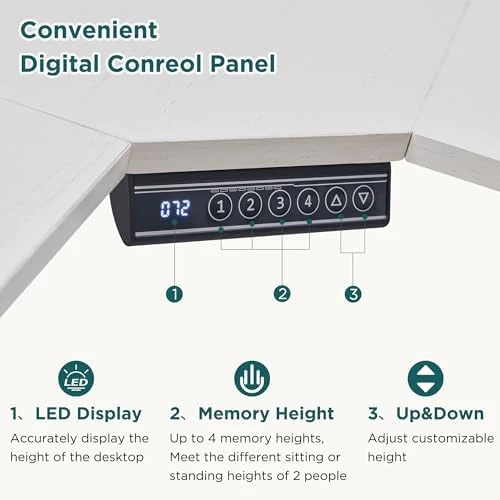 60 Inches L Shaped Electric Standing Desk — Standing Desk, RedLemon