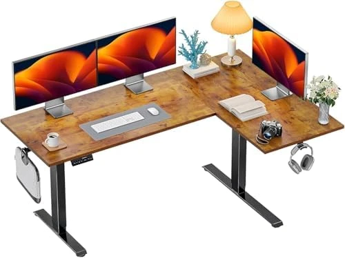 71x48 inch Dual Motor L Shaped Electric Standing Desk — Standing Desk, HUANUO