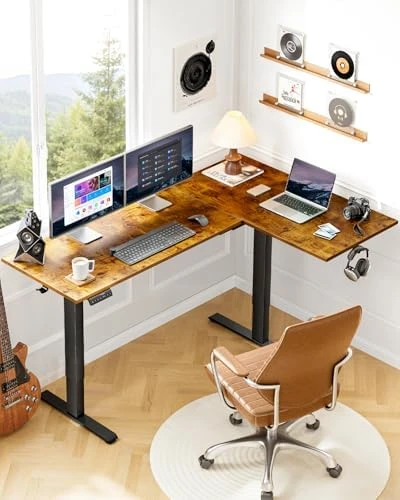 71x48 inch Dual Motor L Shaped Electric Standing Desk — Standing Desk, HUANUO