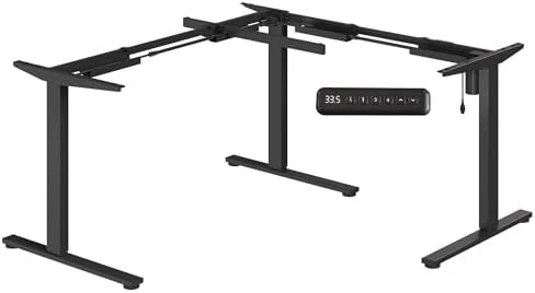 Electric Height Adjustable 3-Leg L Shaped Standing Desk Frame — Standing Desk, SANODESK