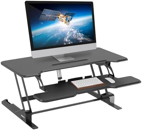 Electric Standing Desk Converter with 38" Tabletop — Standing Desk, Mount-It!