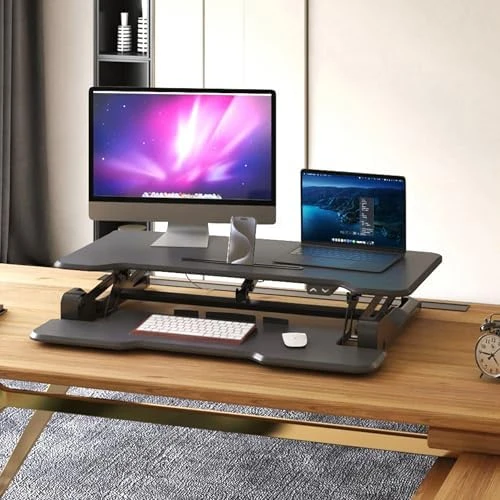 Electric Standing Desk Converter with 38" Tabletop — Standing Desk, Mount-It!