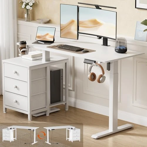 Electric Standing Desk with Drawers — Standing Desk, REAHOME