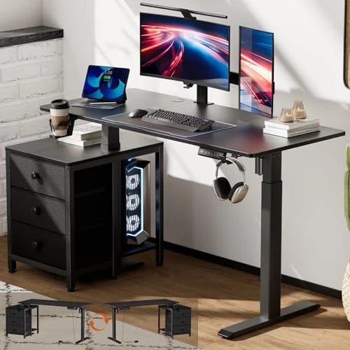 Electric Standing Desk with Drawers — Standing Desk, REAHOME
