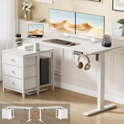 Electric Standing Desk with Drawers — Standing Desk, REAHOME