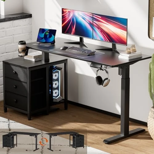 Electric Standing Desk with Drawers — Standing Desk, REAHOME