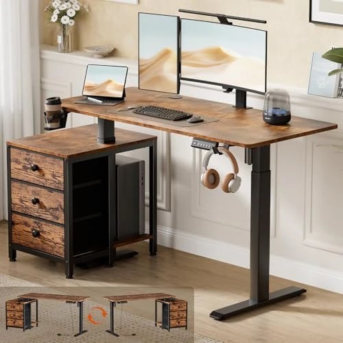 Electric Standing Desk with Drawers — Standing Desk, REAHOME