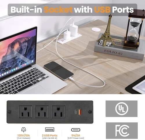 L Shaped Standing Desk with Charging Station — Standing Desk, KORGOL