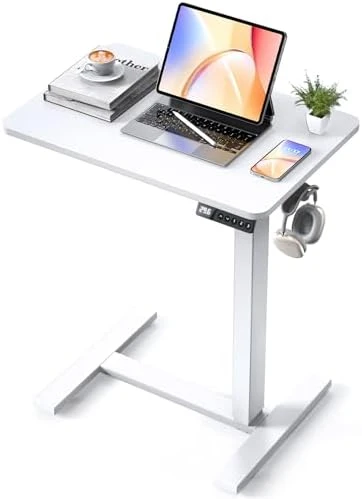 Overbed Bedside Table with Wheels, Electric Standing Desk Adjustable Height — Standing Desk, YOLEZO