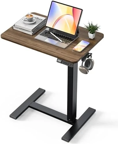 Overbed Bedside Table with Wheels, Electric Standing Desk Adjustable Height — Standing Desk, YOLEZO