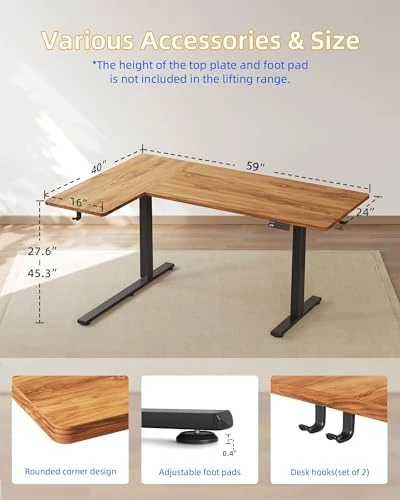 Reversible L-Shaped Electric Standing Desk — Standing Desk, YIHAYO