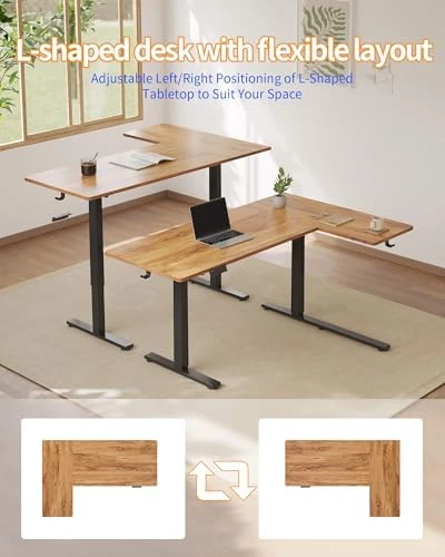 Reversible L-Shaped Electric Standing Desk — Standing Desk, YIHAYO